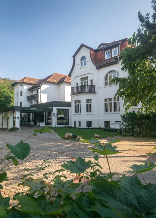 Mühlvital Resort im Harz, ein idyllisches Hotel inmitten der malerischen Landschaft des ländlichen Raums.