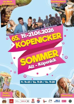 Ein Werbeflyer mit Programm der Veranstaltung Köpenicker Sommer 2026