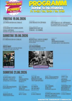 Ein Werbeflyer mit Programm der Veranstaltung Köpenicker Sommer 2026