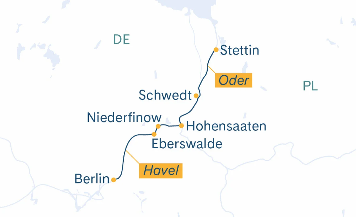 Reiseroute der Flusskreuzfahrt mit den Stopps.